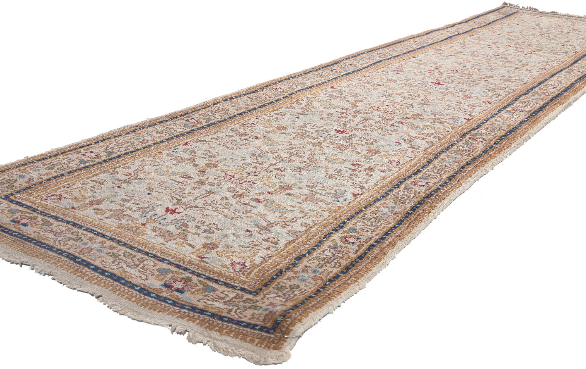 78538 Vintage Indian Runner, 02'07 x 11'08.
Earth-tone elegance meets cozy comfort in this hand knotted wool vintage Indian runner. The decorative details and soft pastel colors woven into this piece work together creating a warm and welcoming feel.