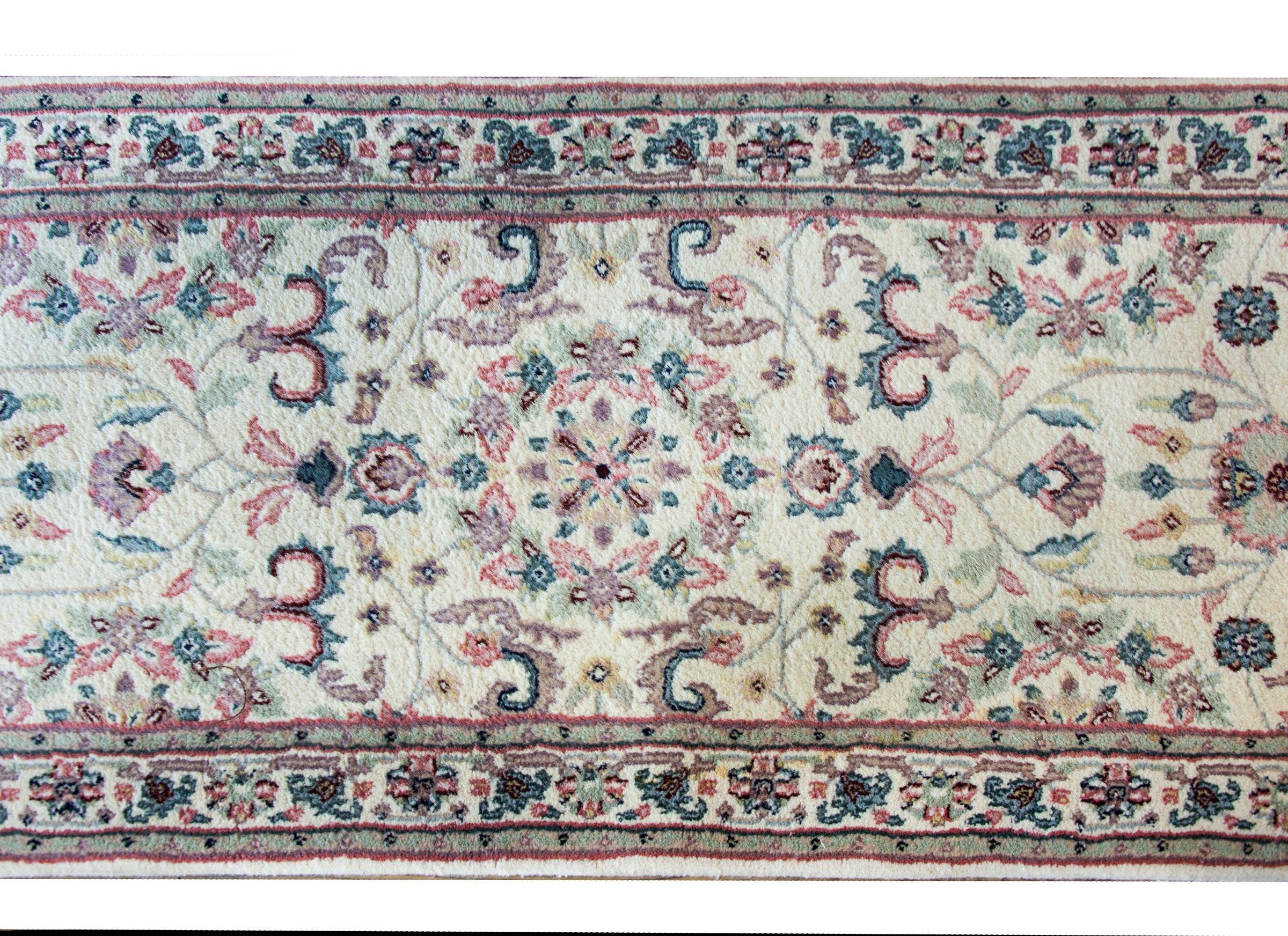 Hand-Knotted Vintage Indian Runner For Sale