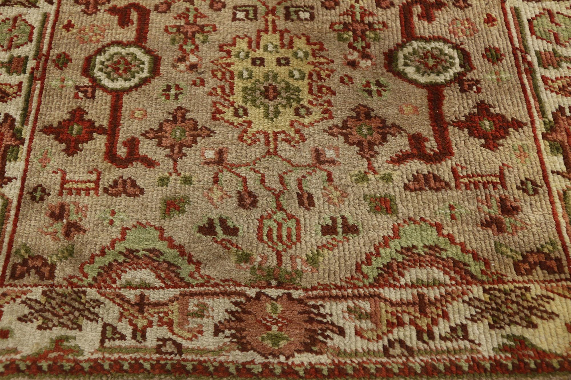 Modern Vintage Indian Runner with Rustic Arts & Crafts Style, Short Hallway Runner For Sale