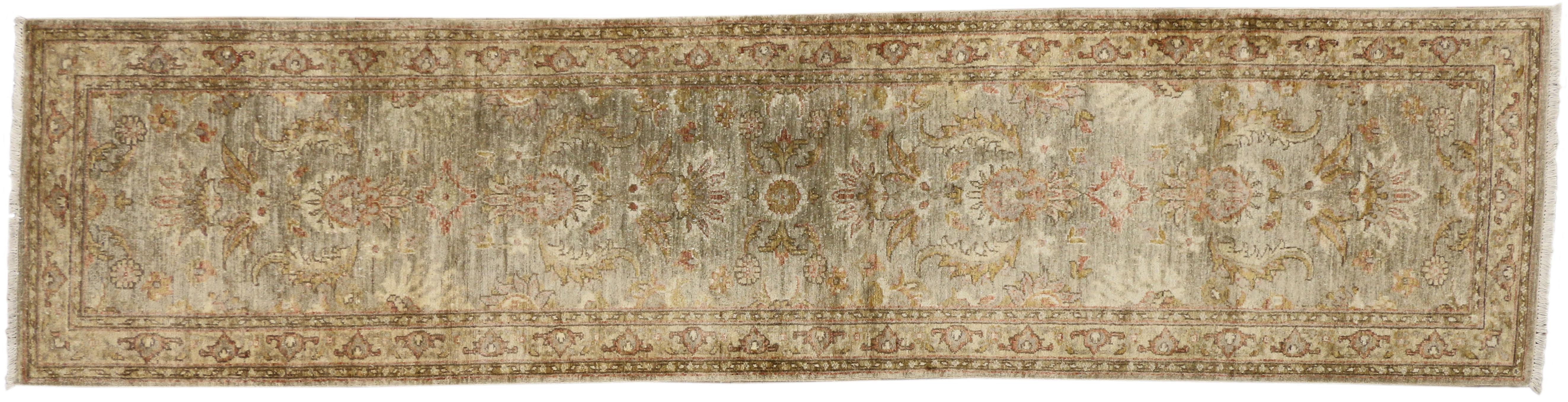 Modern Vintage Indian Runner with Transitional Style, Hallway Runner For Sale