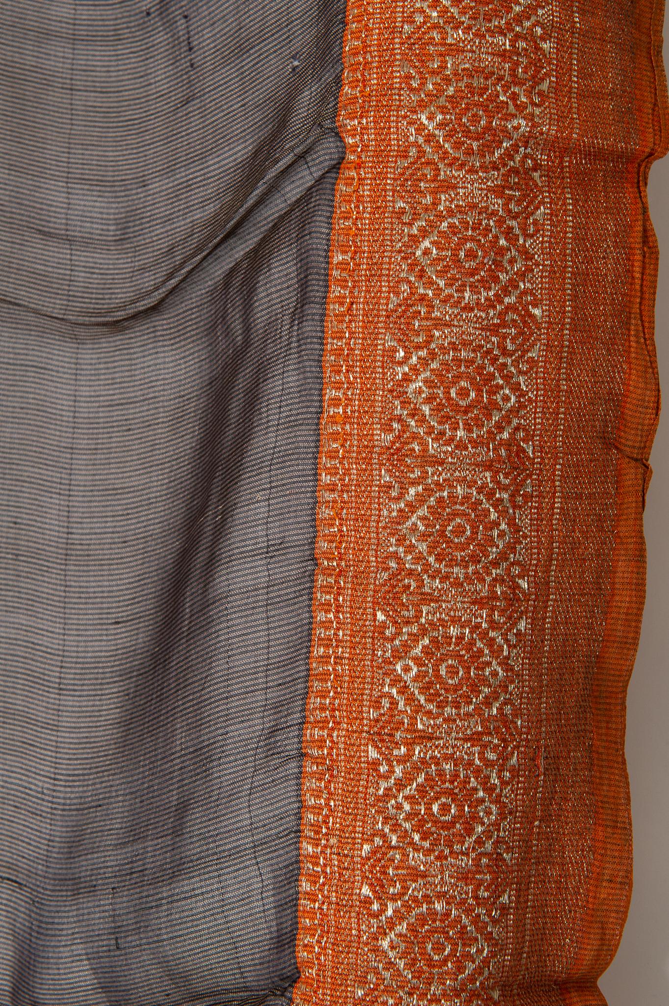 20th Century  Indian Sari Brown Color, Brik Red and Gold Border, also Evening Summer Dress For Sale