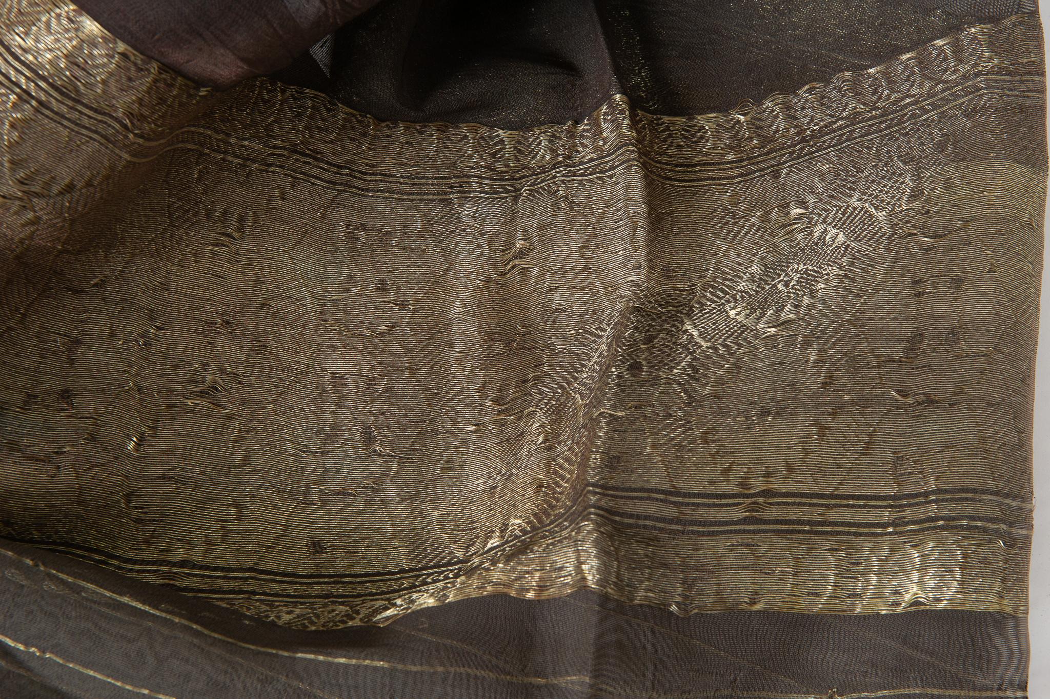 Vintage Indian Sari Dark Brown Color, Unusual Curtains or an Evening Dress 7