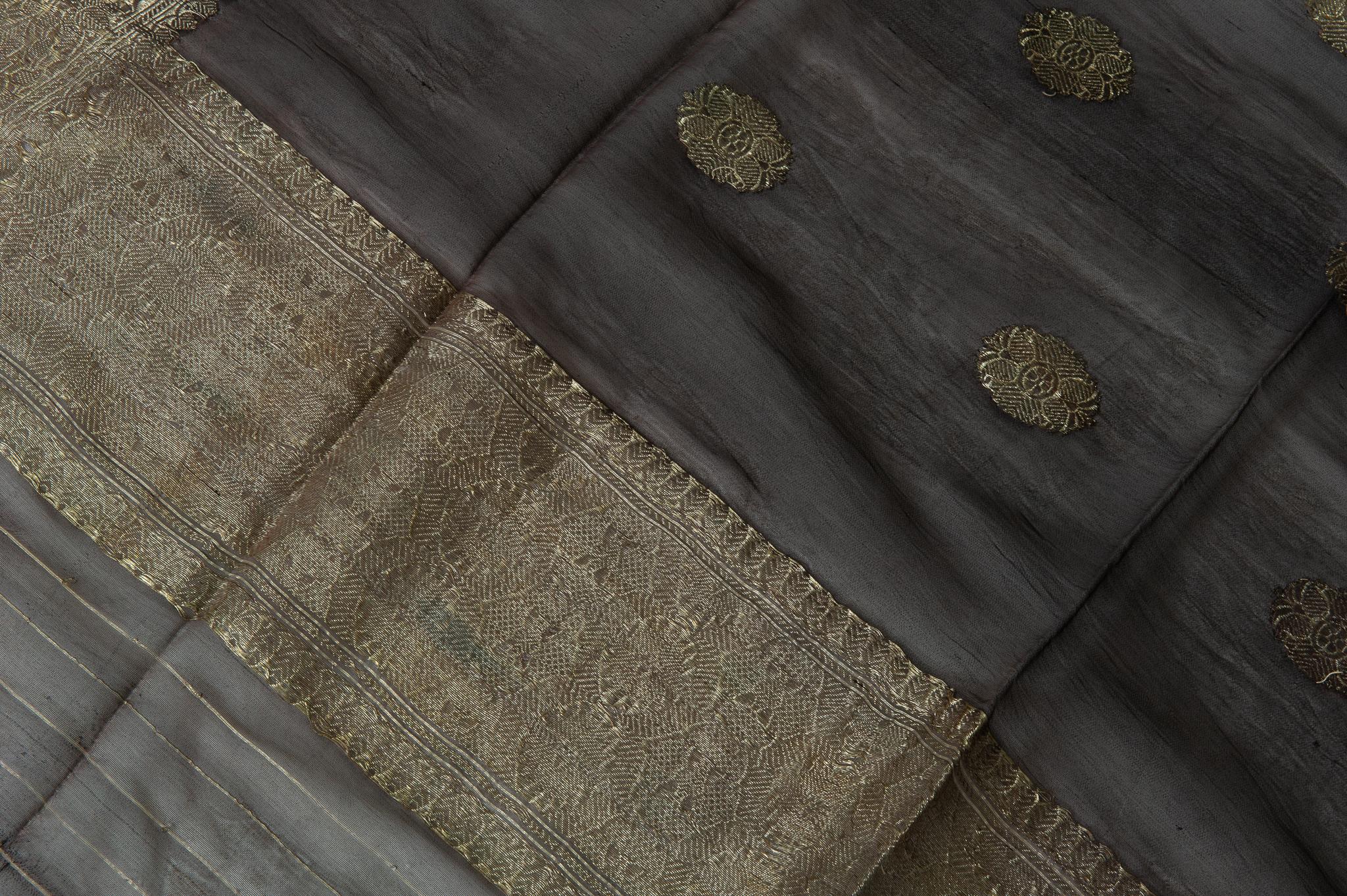 Vintage Indian Sari Dark Brown Color, Unusual Curtains or an Evening Dress 2