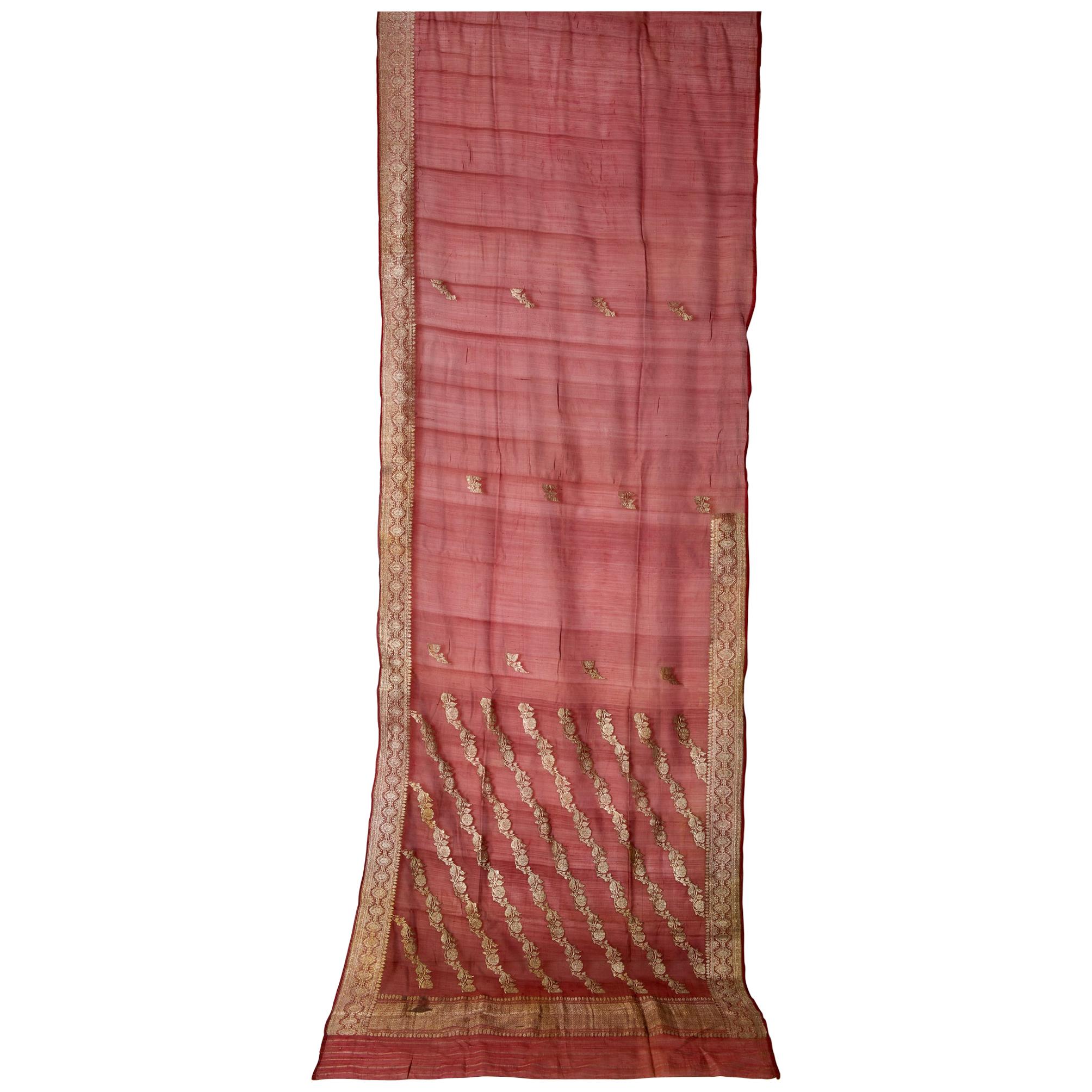 Vintage Indian Sari Mauve Color for Curtains or Evening Dress