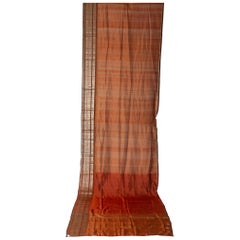 Used Indian Sari Tobacco Color with Rich Drawing for Curtains Also