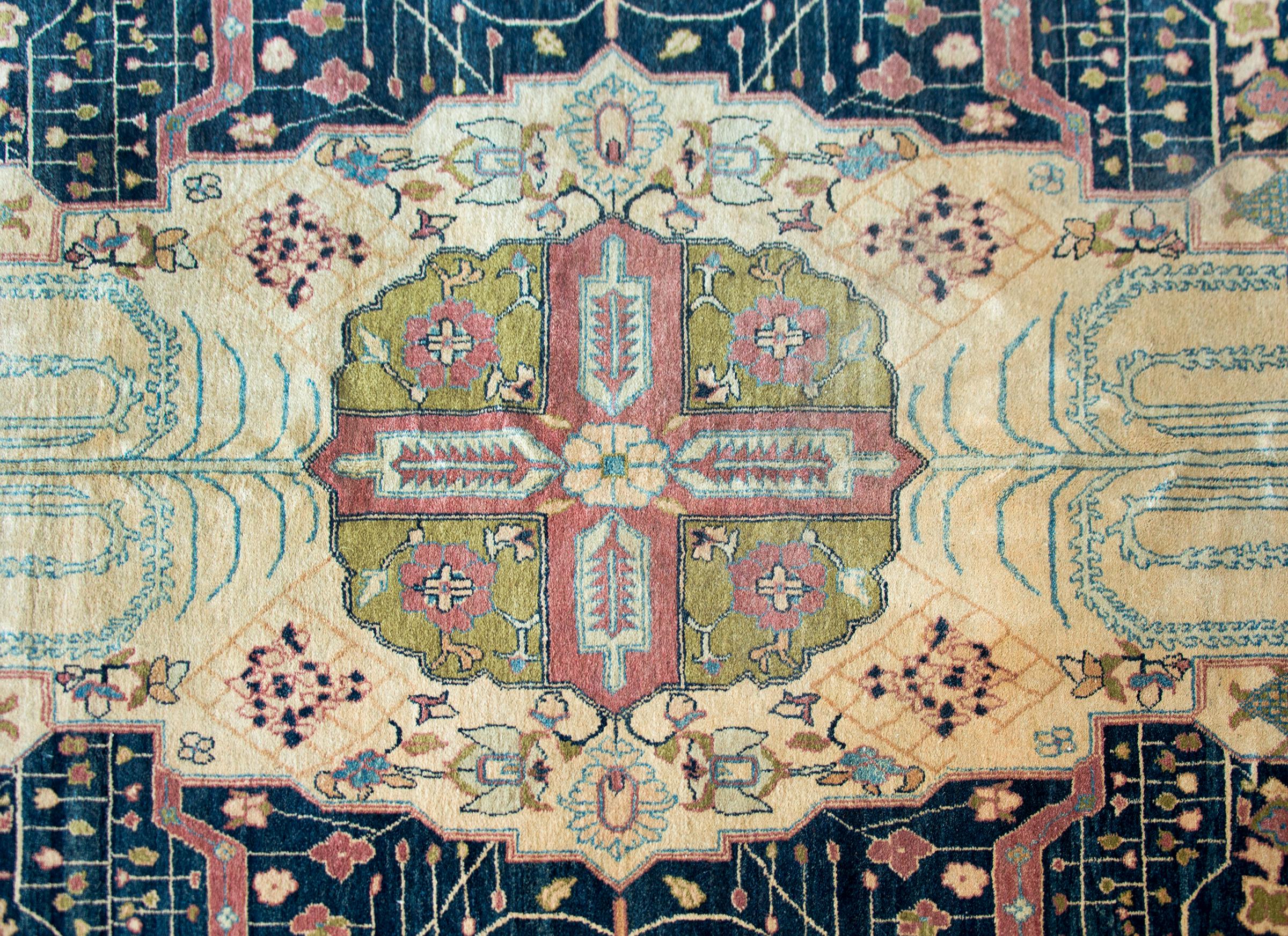 20th Century Vintage Indian Sarouk Farahan-Style Rug For Sale