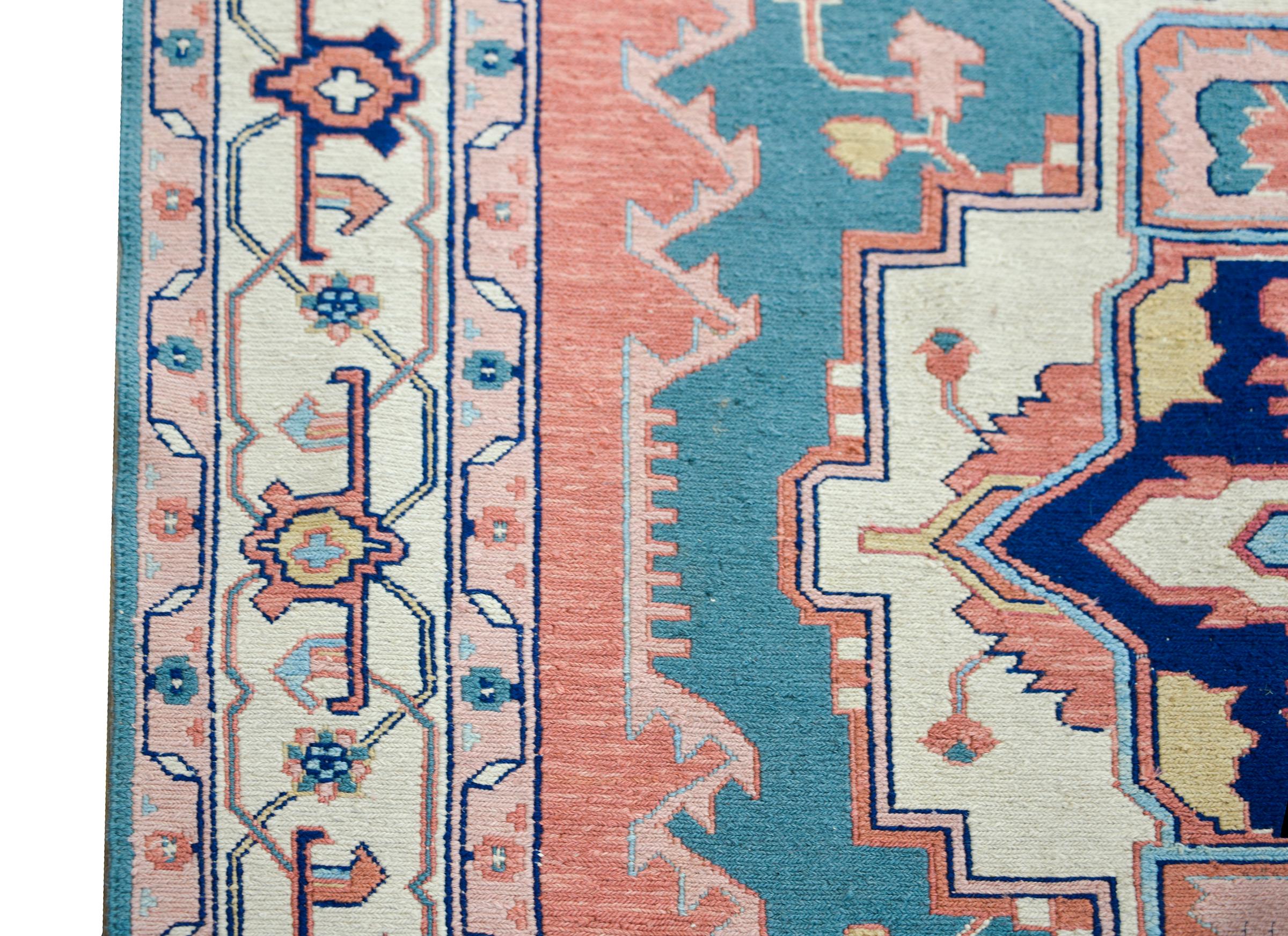Indischer Serapi-Teppich im Vintage-Stil (Wolle) im Angebot