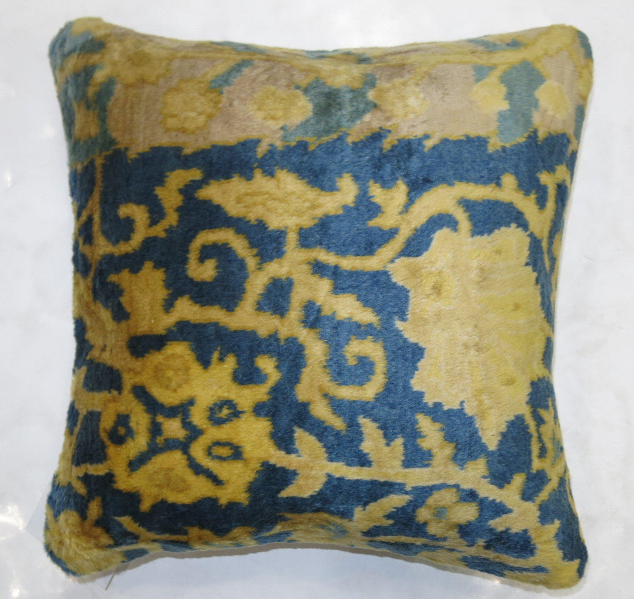 Agra Square Vintage Indian Silk Pillow For Sale