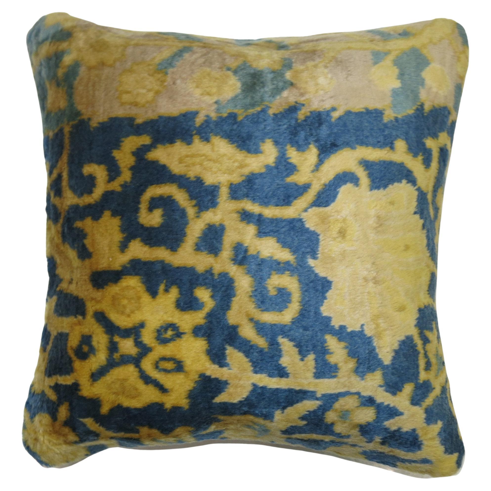Square Vintage Indian Silk Pillow For Sale