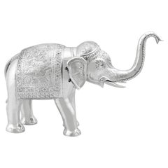 Vintage Indian Silver Elephant Table Ornament