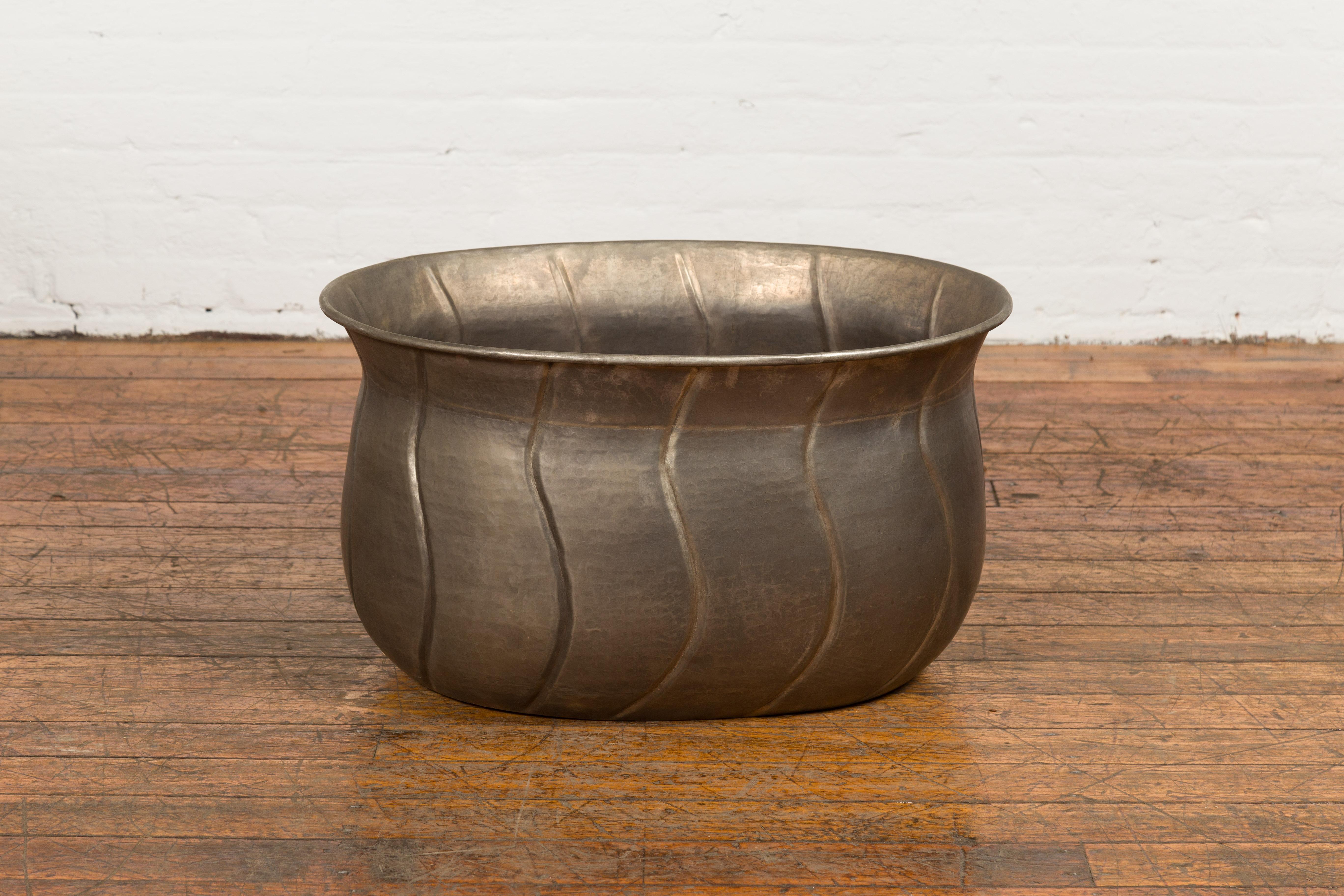 fluted brass planter