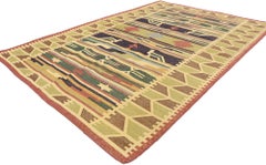Vintage Indian Stone Wash Dhurrie Rug with Folk Art Tribal Style