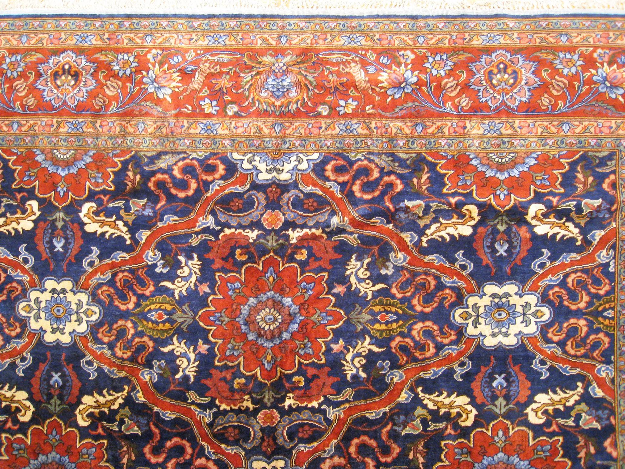 Vintage Indian Tabriz Oriental Carpet in Room Size with Repeating Design For Sale 3