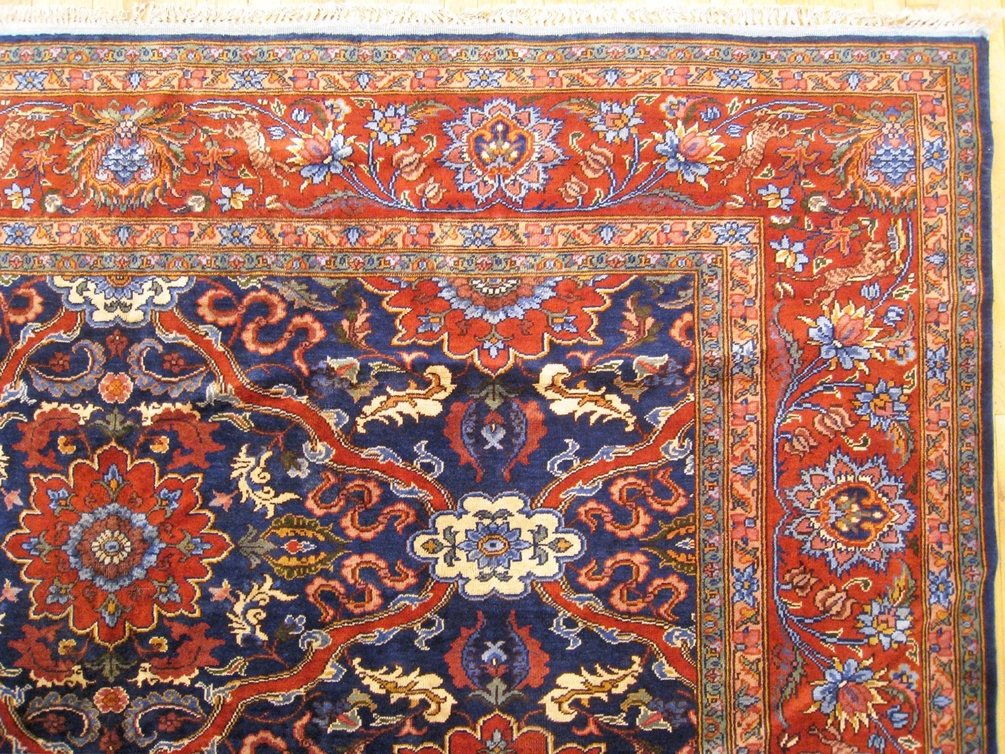Vintage Indian Tabriz Oriental Carpet in Room Size with Repeating Design For Sale 4