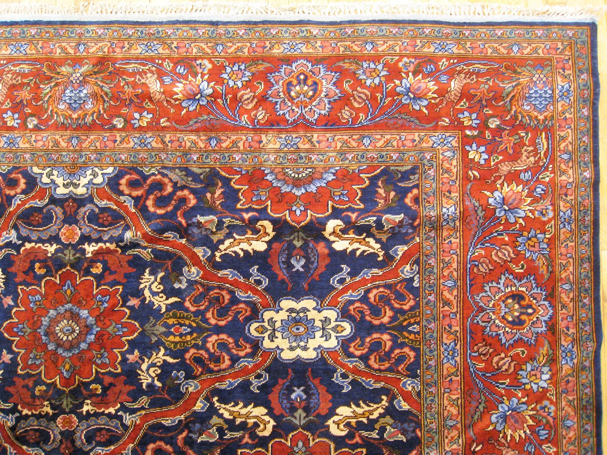 Indischer Täbris- Orientalischer Teppich in Zimmergröße mit wiederkehrendem Design im Angebot 4