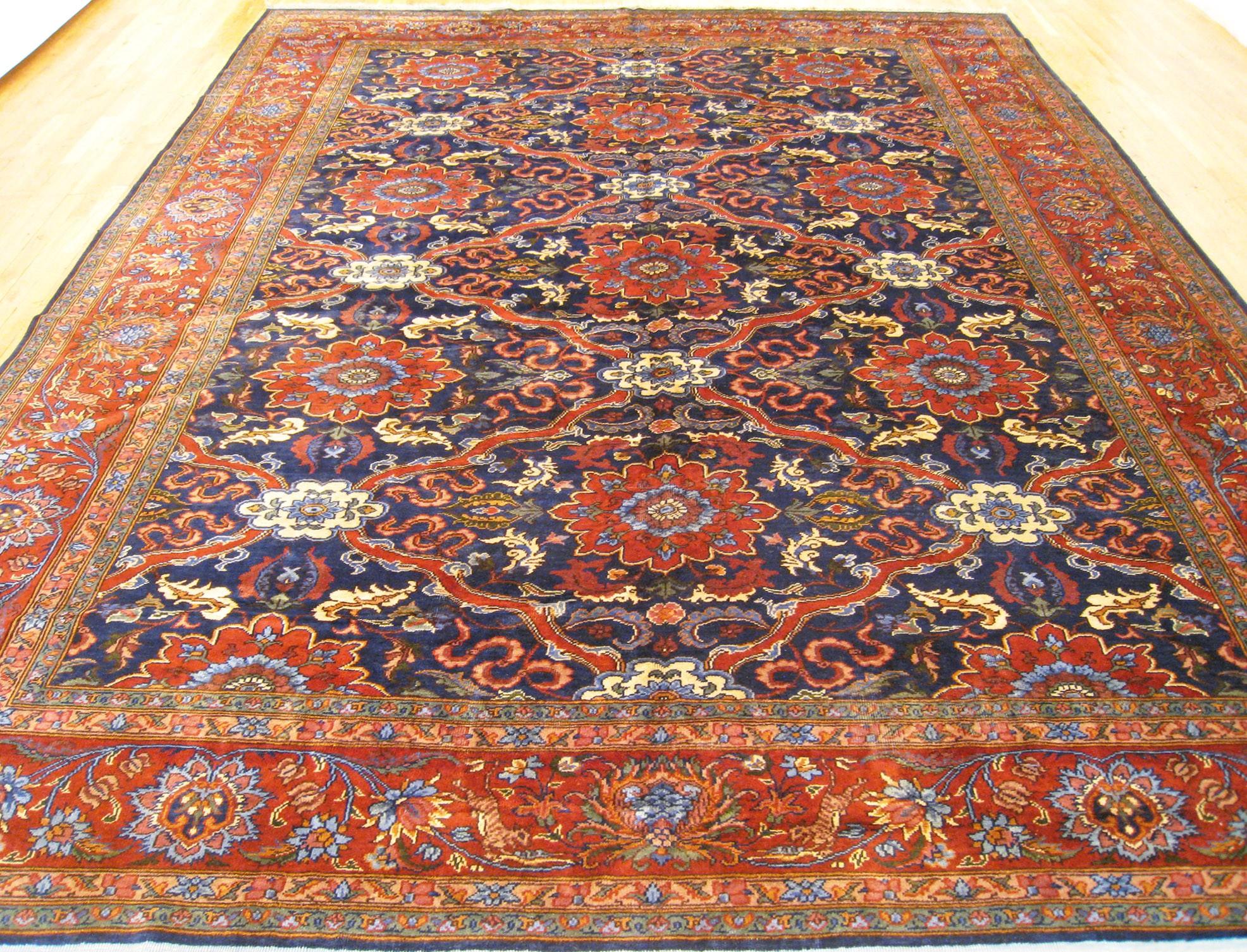 Persian Vintage Indian Tabriz Oriental Carpet in Room Size with Repeating Design For Sale