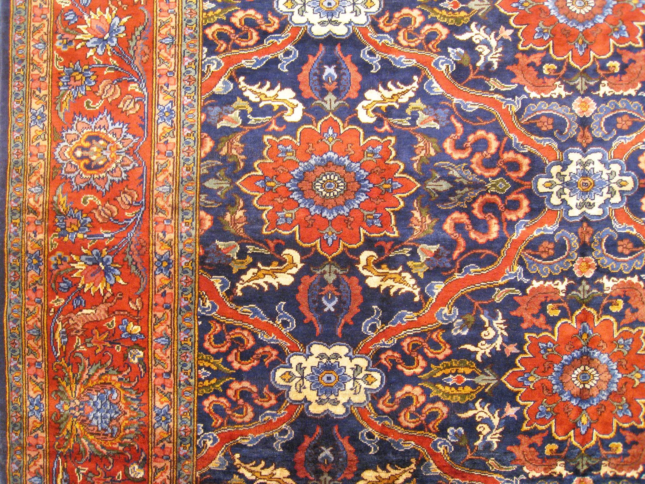 Vintage Indian Tabriz Oriental Carpet in Room Size with Repeating Design In Good Condition For Sale In New York, NY