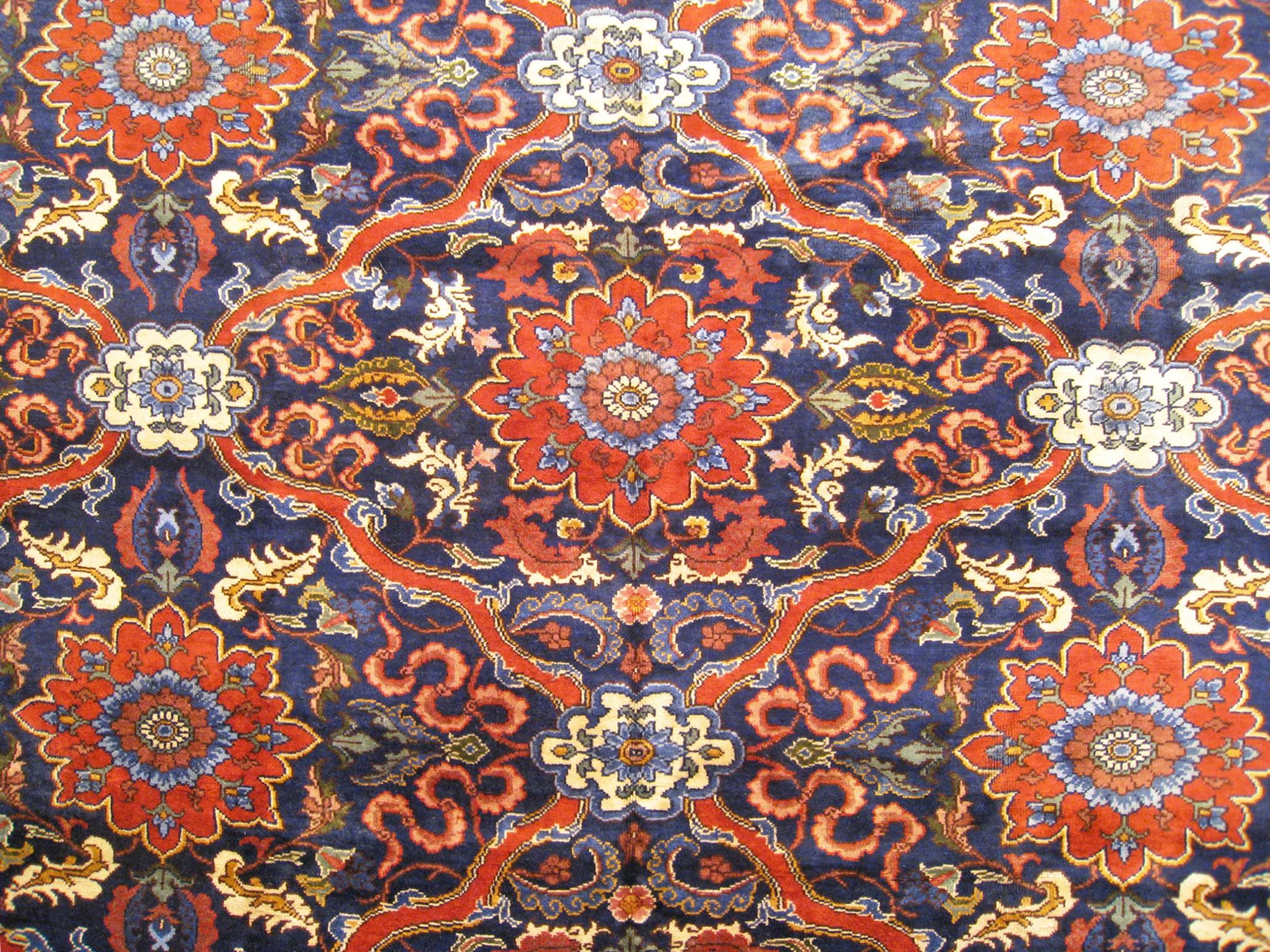 Wool Vintage Indian Tabriz Oriental Carpet in Room Size with Repeating Design For Sale