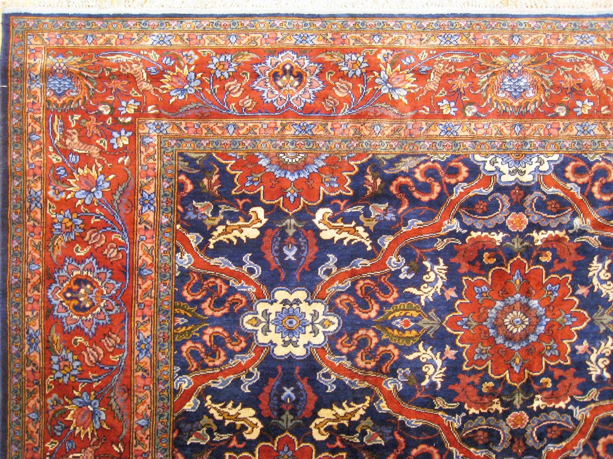 Indischer Täbris- Orientalischer Teppich in Zimmergröße mit wiederkehrendem Design im Angebot 2