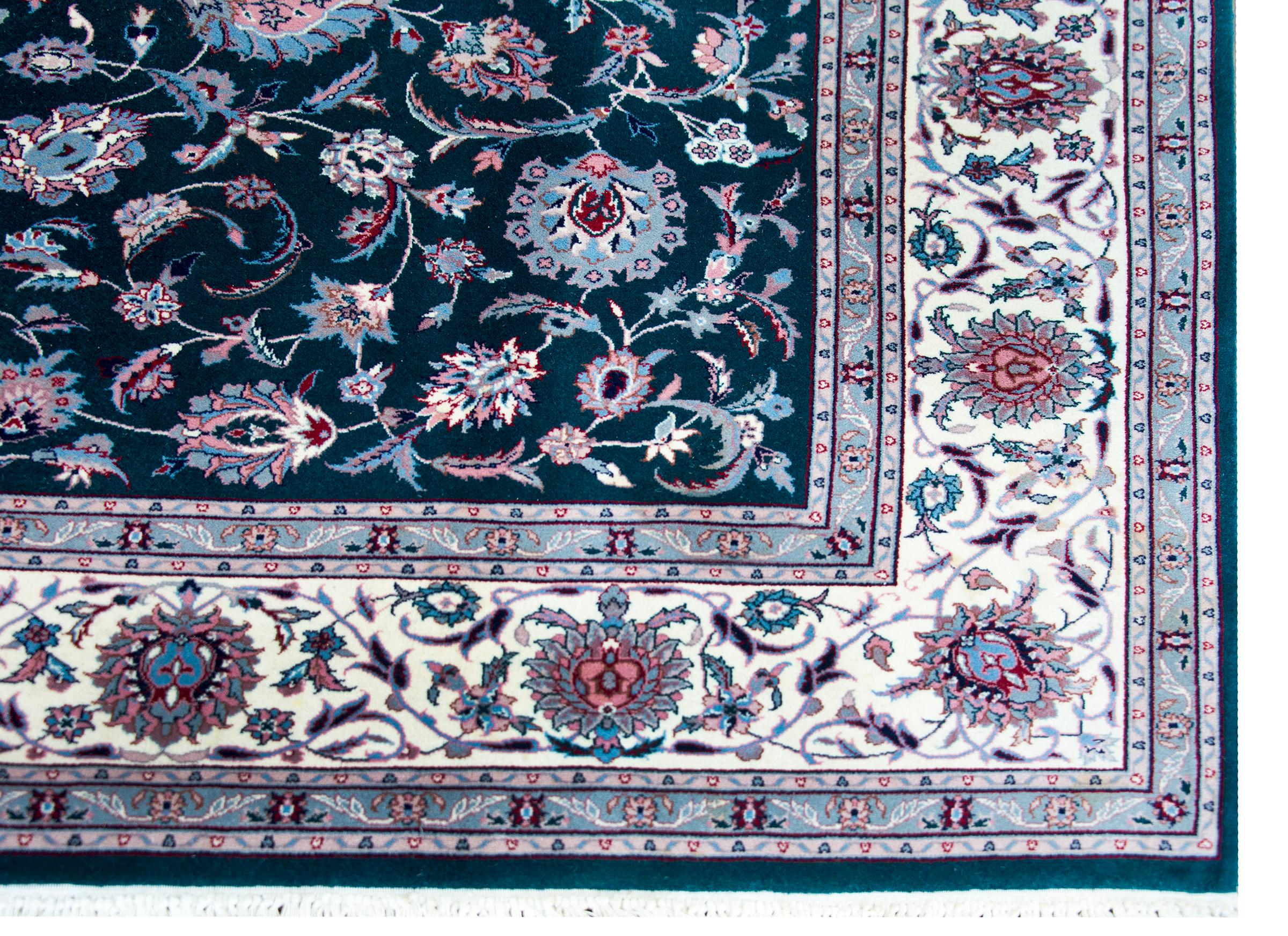 Indischer Täbris-Teppich im Vintage-Stil im Angebot 3
