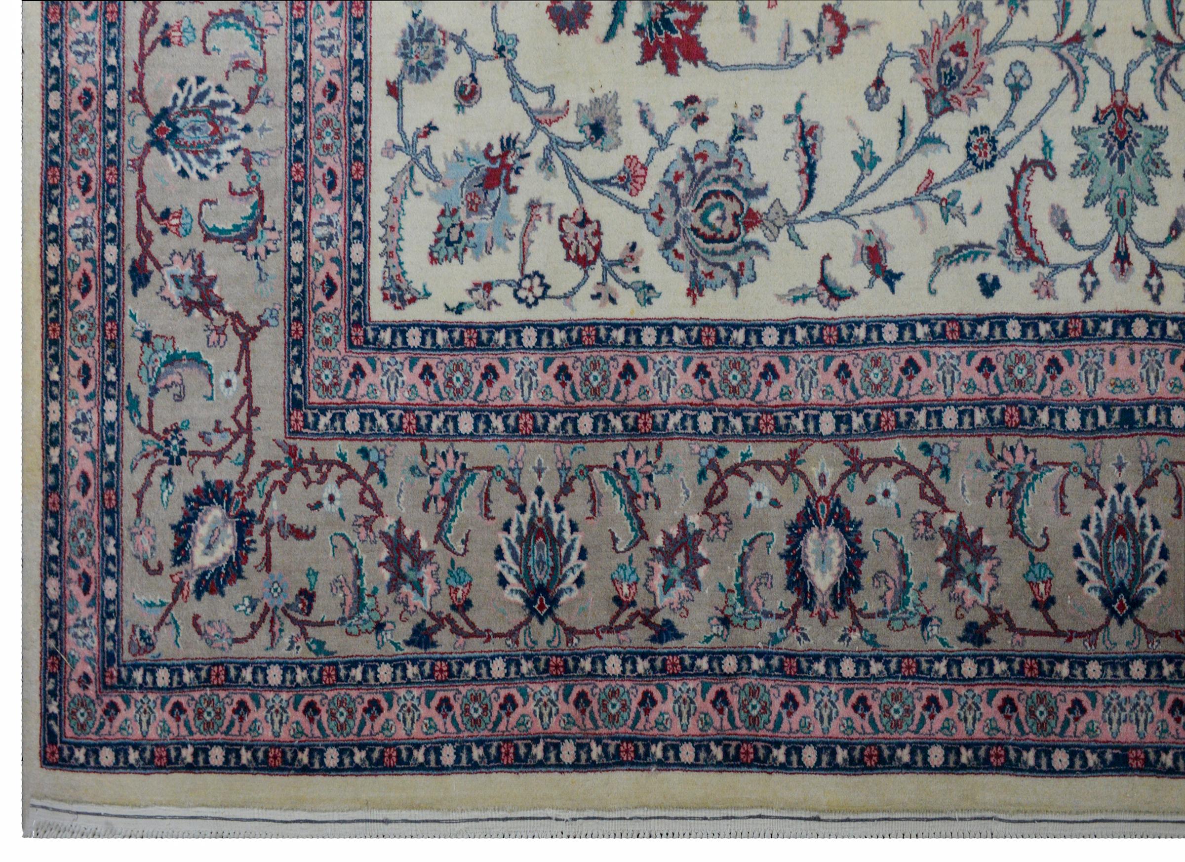 Indischer Tabriz-Teppich:: Vintage (Wolle) im Angebot