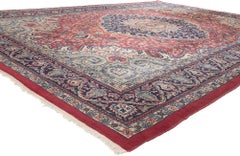 Vintage Indian Tabriz Rug, Stately Decadence Meets Preppy Formality