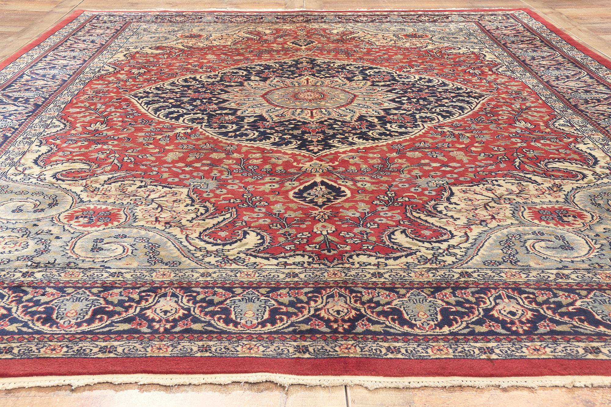 20th Century Vintage Indian Tabriz Rug, Stately Decadence Meets Preppy Formality For Sale