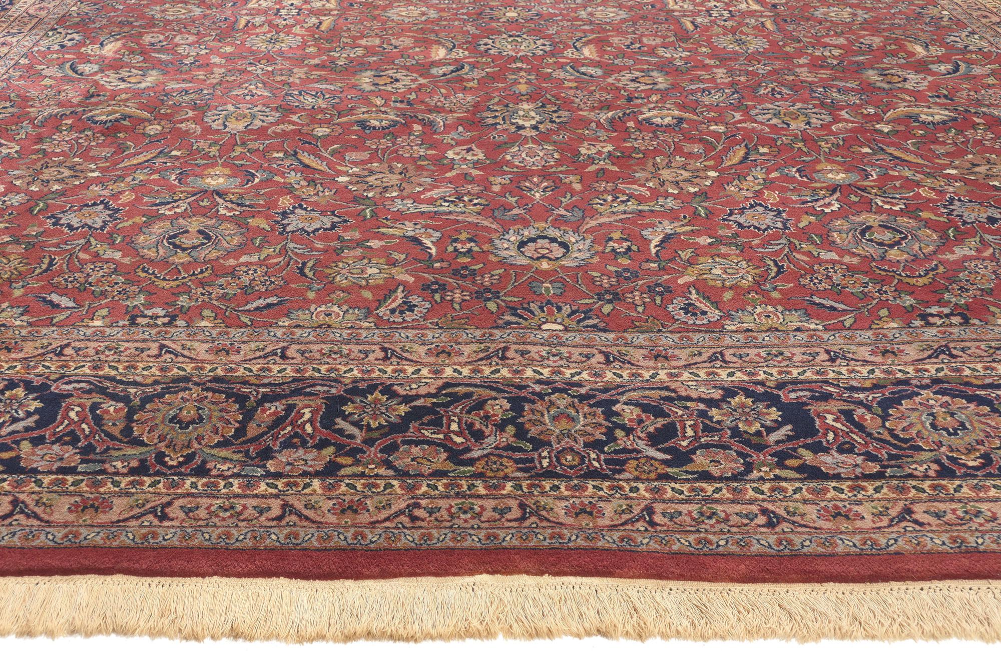 Vintage Indian Tabriz Rug, Timeless Elegance Meets Traditional Sensibility In Good Condition For Sale In Dallas, TX
