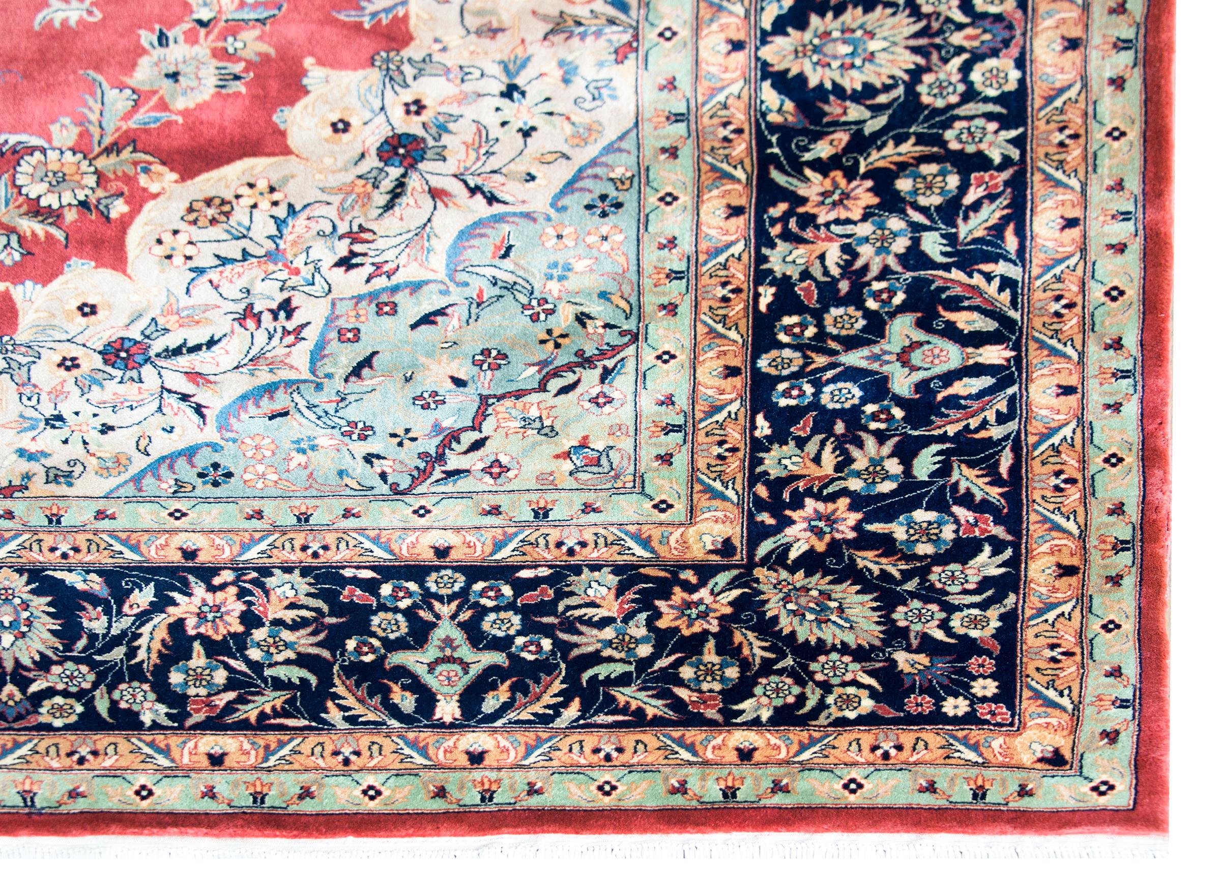 Indischer Vintage-Teppich im Täbris-Stil im Angebot 7