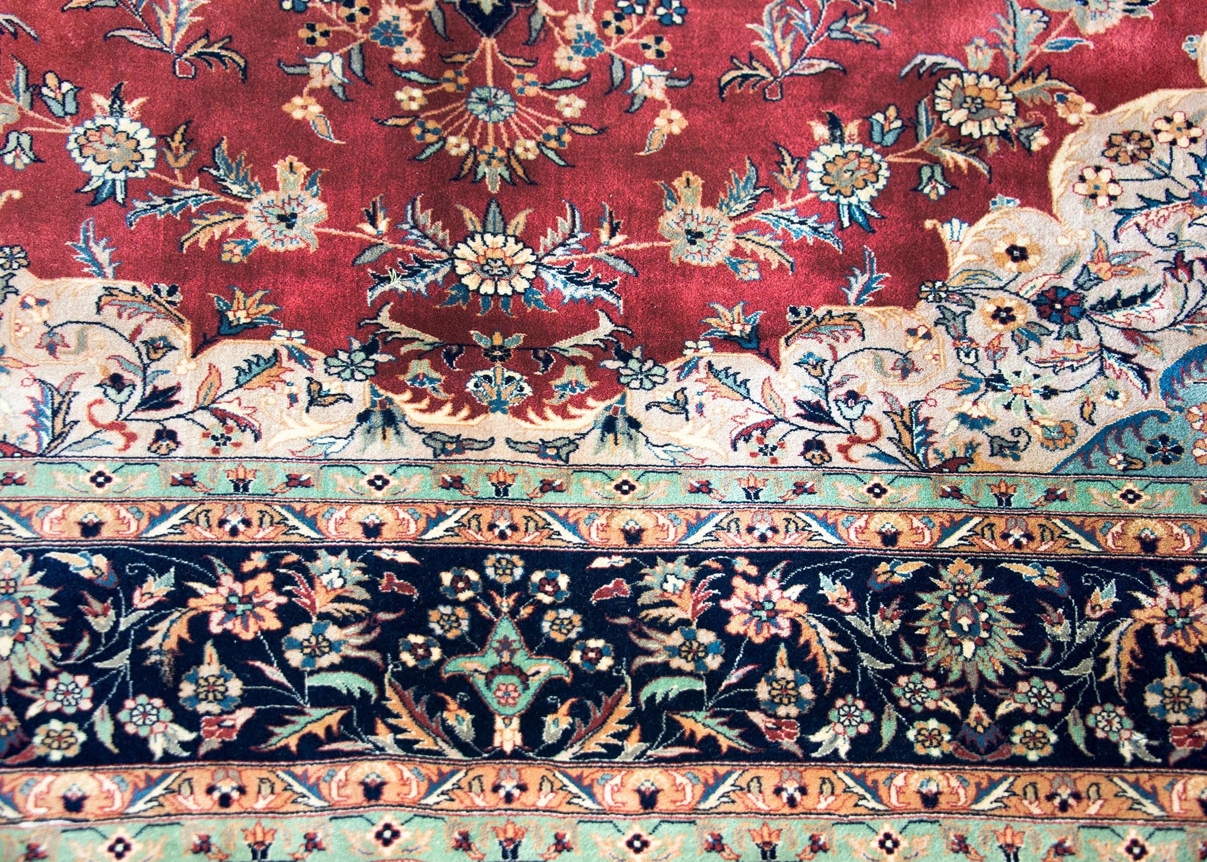 Indischer Vintage-Teppich im Täbris-Stil im Angebot 2