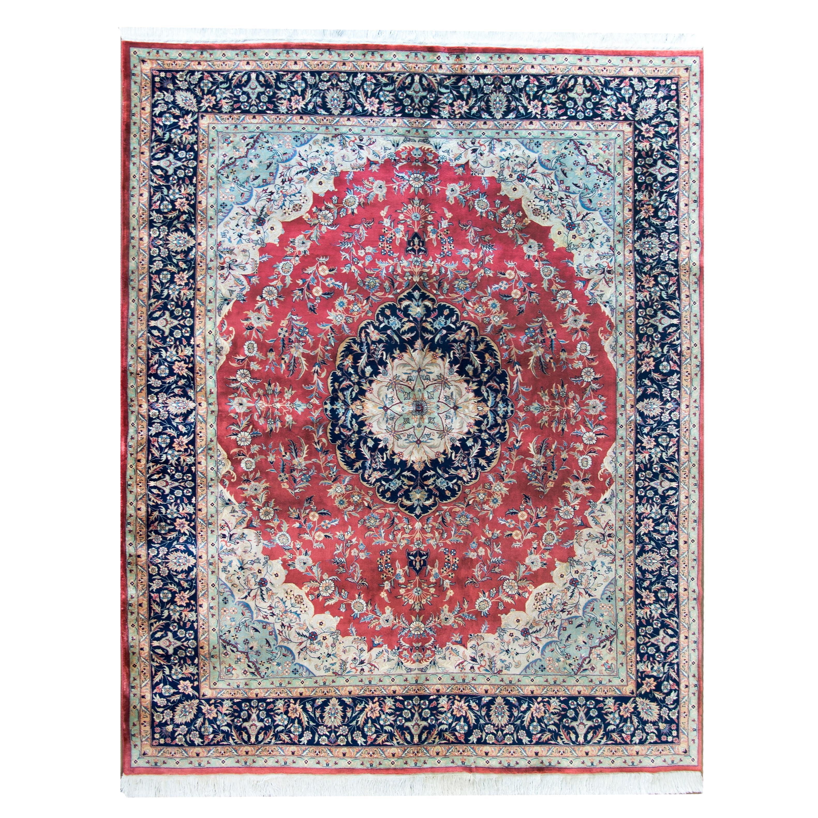Indischer Vintage-Teppich im Täbris-Stil im Angebot