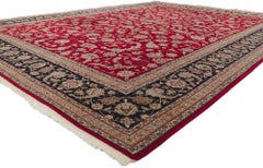 The Crimson Imperial Reverie: A Vintage Tabriz Masterpiece of Timeless Elegance