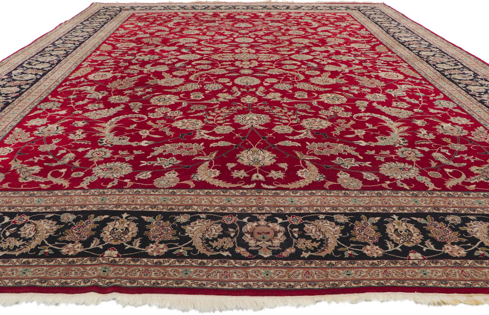 Hand-Knotted Vintage Indian Tabriz Wool and Silk Rug For Sale