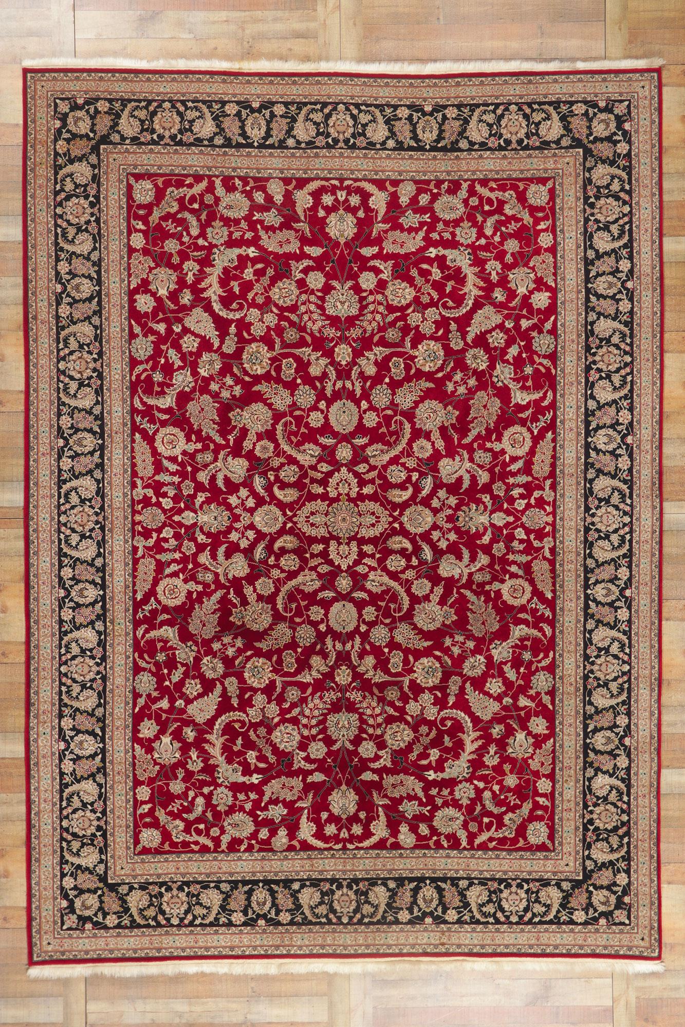 Indischer Tabriz-Teppich aus Wolle und Seide (20. Jahrhundert) im Angebot