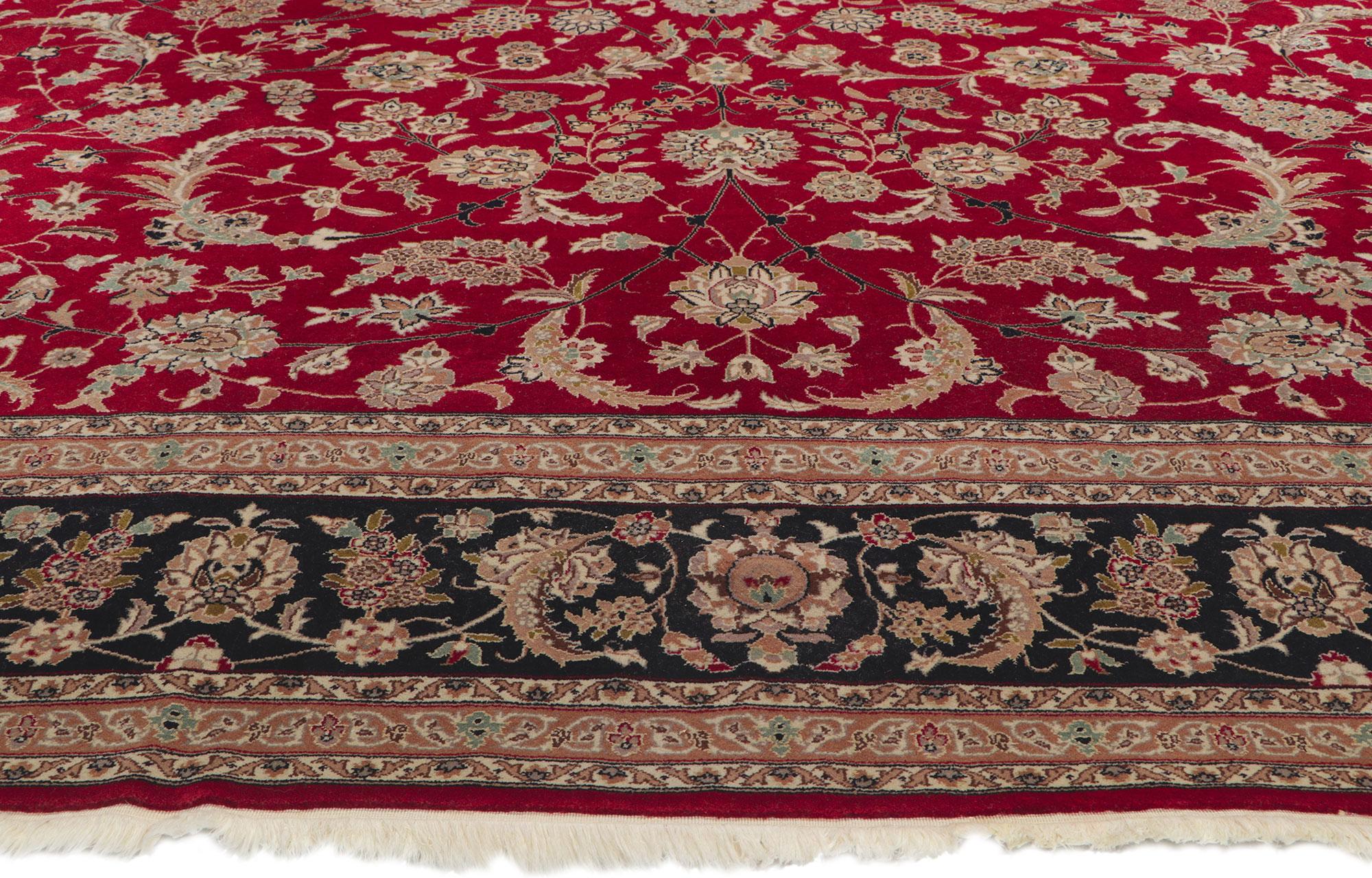 Indischer Tabriz-Teppich aus Wolle und Seide im Angebot 1