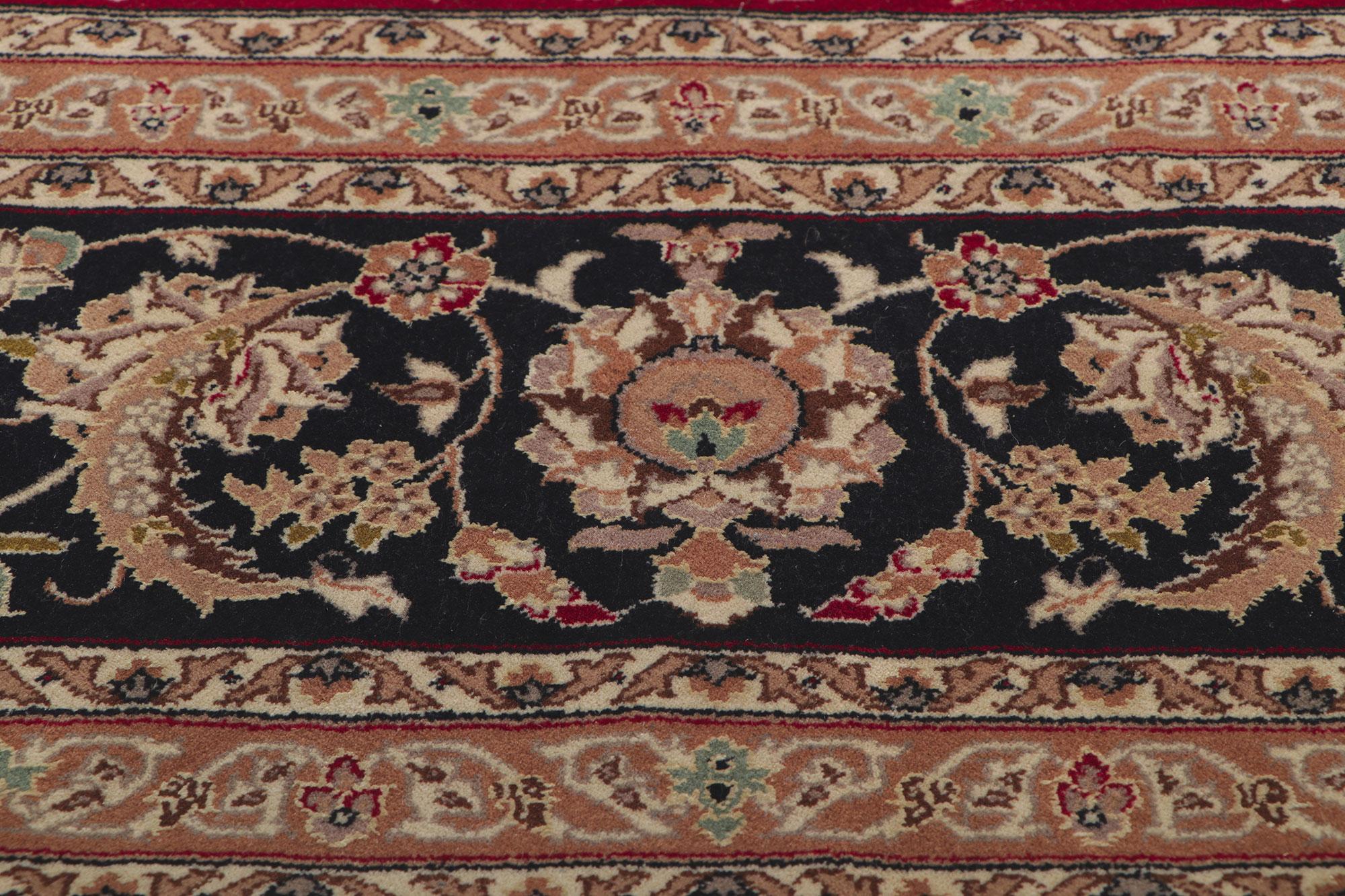 Vintage Indian Tabriz Wool and Silk Rug For Sale 2