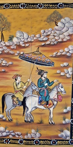 Vintage Indian Tapestry of a Mughal Emperor