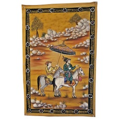 Vieille tapisserie indienne d'un empereur moghol