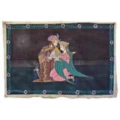 Vintage Indian Tapestry of Shah Jahan and Mumtaz Mahal