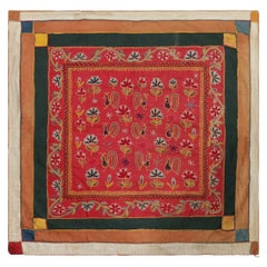 Vintage Indian Textile, Square Tapestry with Fabulous Bird Pictorials - Rug & K