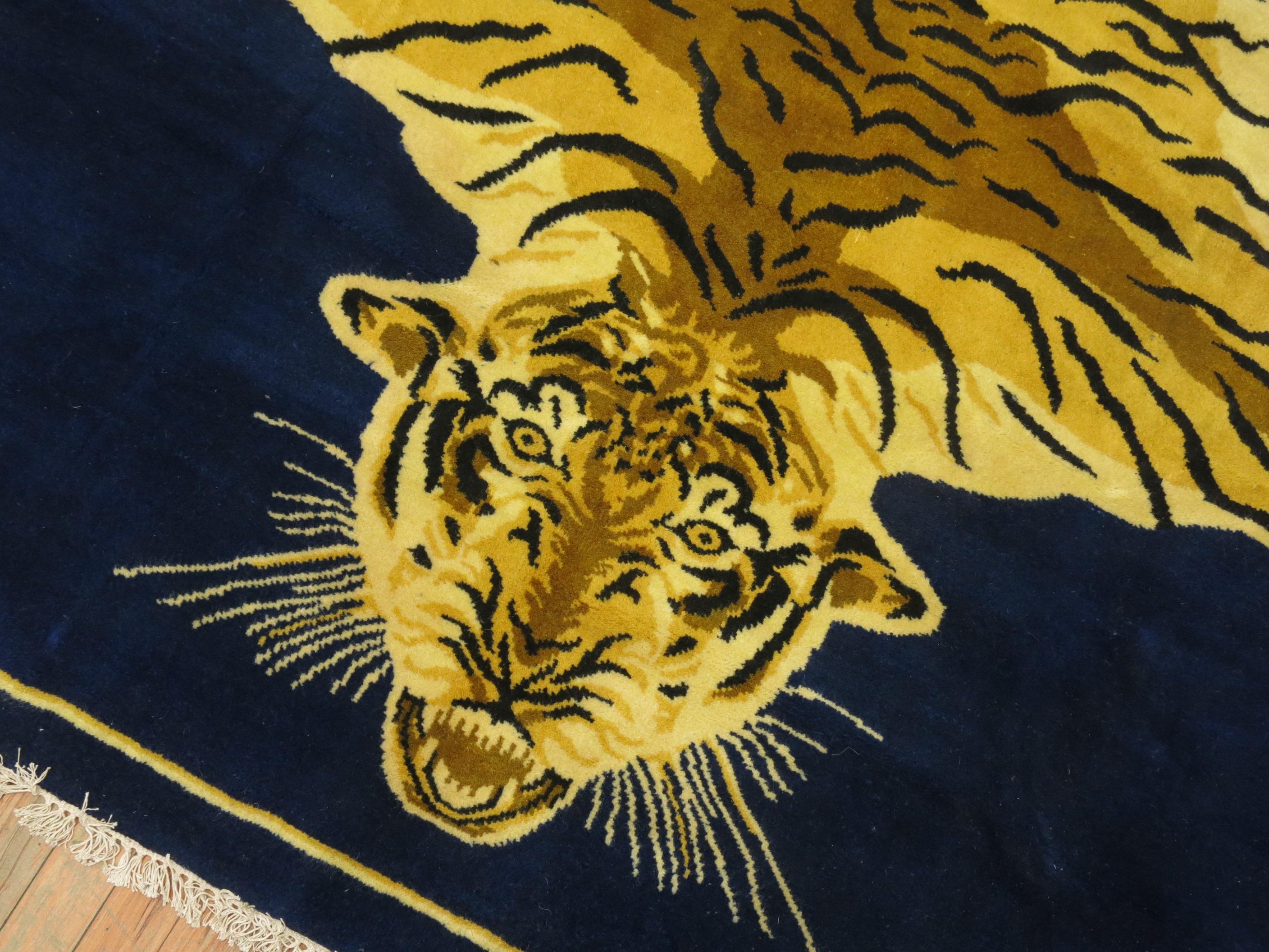 20th Century Vintage Indian Tiger Rug