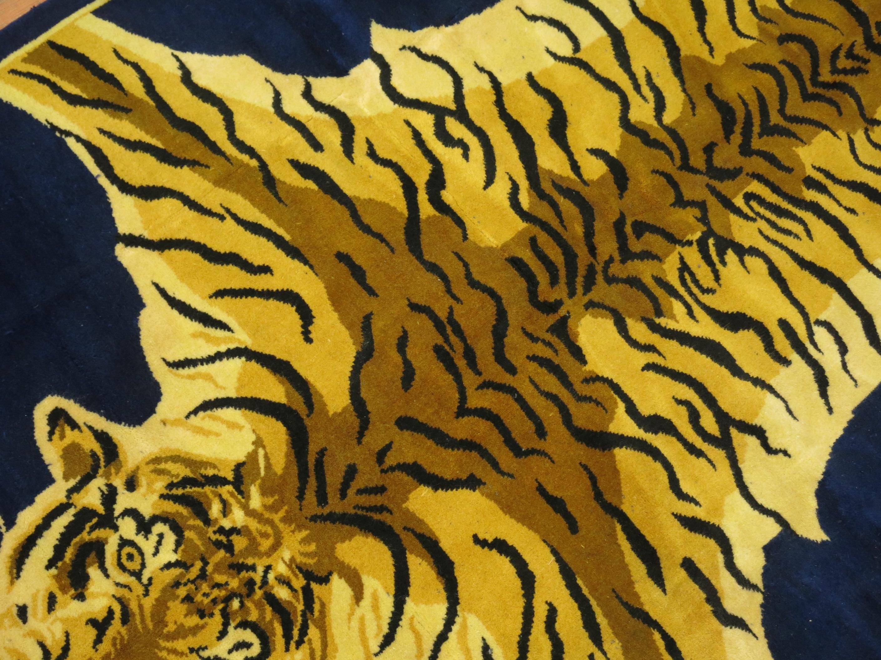 Wool Vintage Indian Tiger Rug