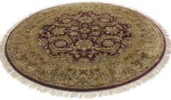 Vintage Indian Traditional Round Area Rug with Rustic Style, Circular Rug