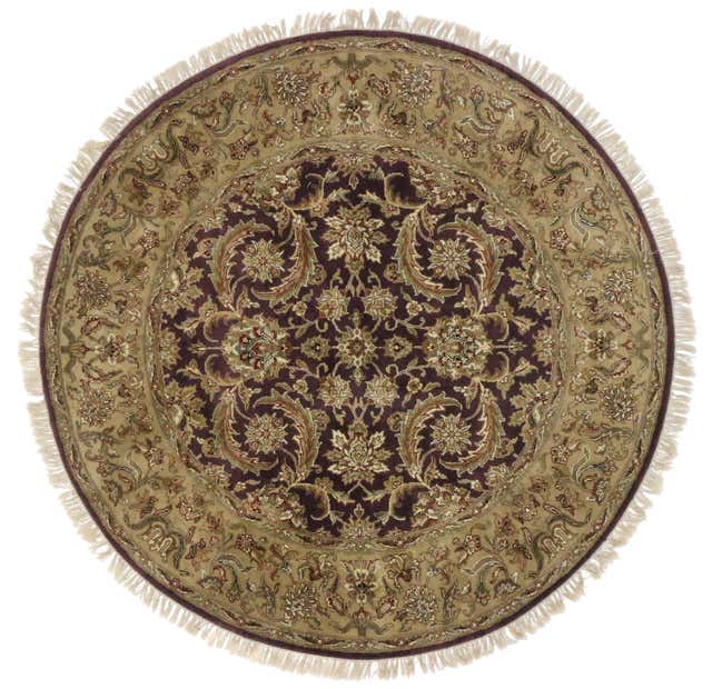 Vintage Indian Traditional Round Area Rug with Rustic Style, Circular ...