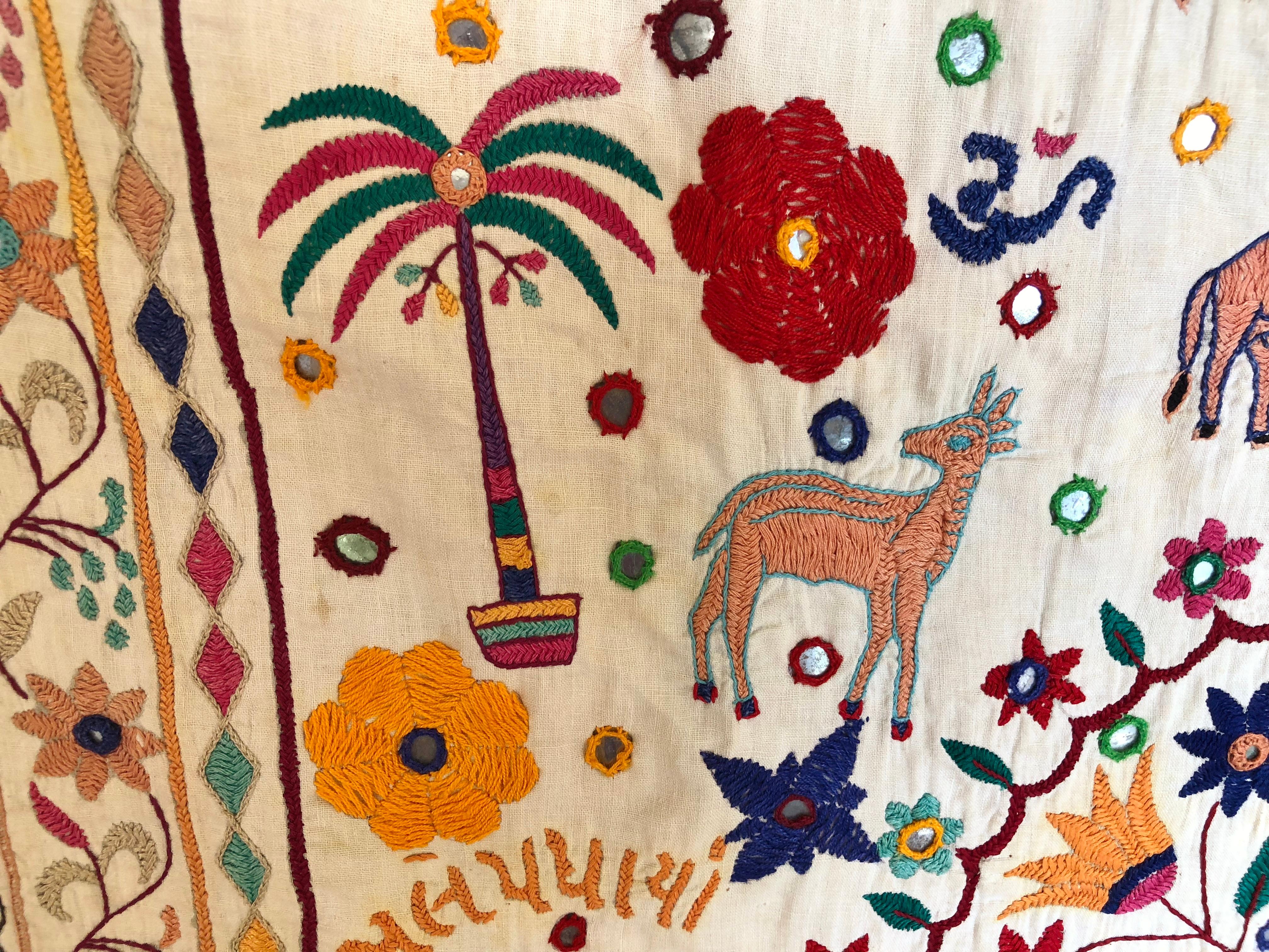 Vintage Indian Wedding Canopy with Hand Embroidered Tribal Designs For Sale 4