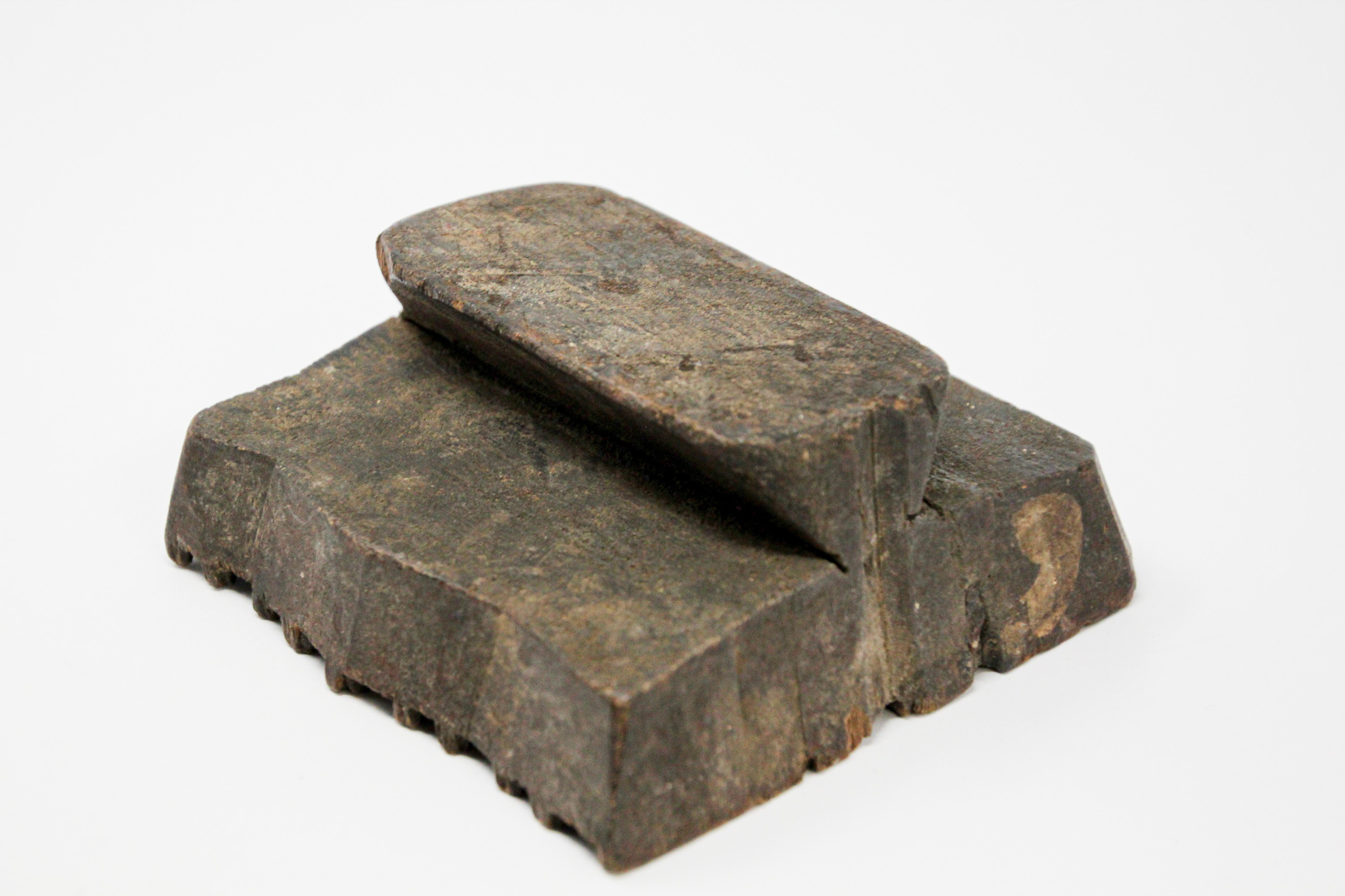 Hand-Carved Vintage Indian Wooden Printing Block
