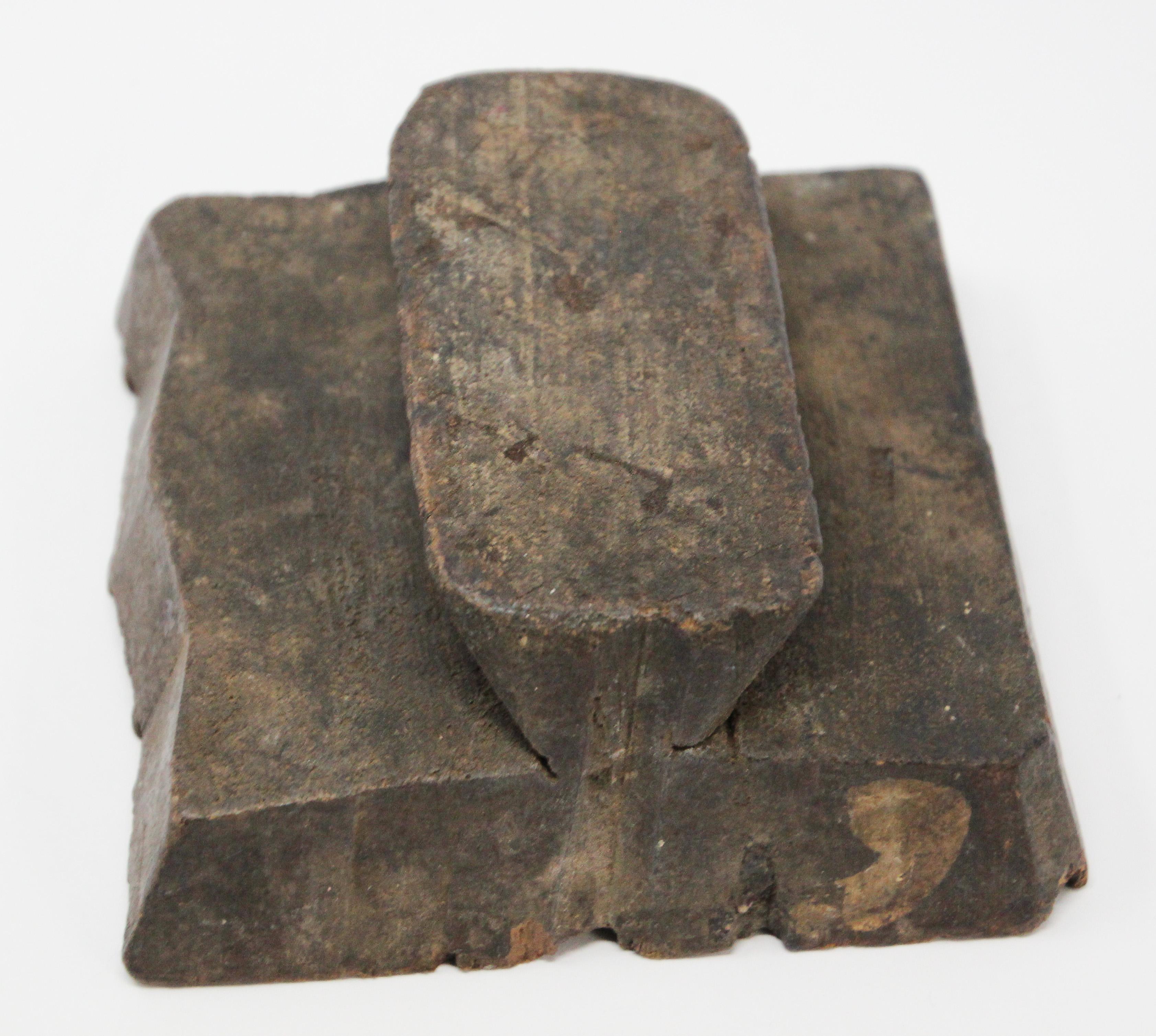 20th Century Vintage Indian Wooden Printing Block