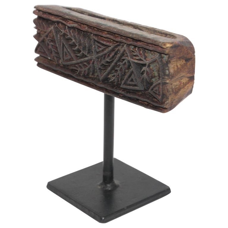 Vintage Indian Wooden Printing Block For Sale at 1stDibs