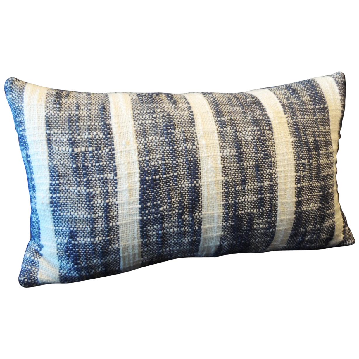 Vintage Orange and Blue Navajo Style Woven Decorative Lumbar Pillow For