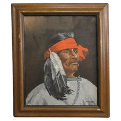 Vintage Indigenous American Portrait on Canvas by Carter